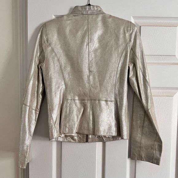 White House Black Market Gold / Champagne Shiny Woman’s Jacket | Size Small - Picture 3 of 6